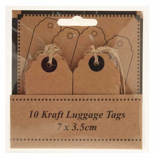 Kraft Luggage Tags – Pack of 10 (7.5 x 3.5cm)