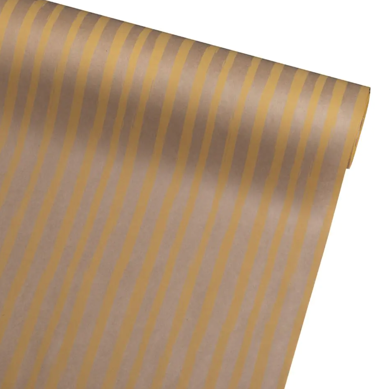 Wrapping Paper Yellow Painted Stripes 50CM Wide Eco Friendly, 100% Recycled Kraft | Recyclable, Sustainable, Plastic Free Gift Wrap