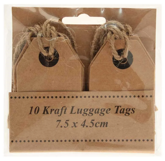 Kraft Luggage Tags – Pack of 10 (7.5 x 4.5cm)