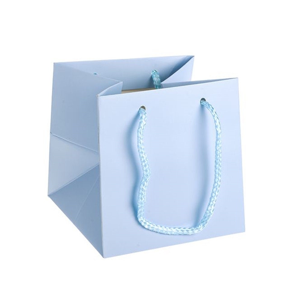 Premium Luxury Baby Blue Paper Wedding Christmas Birthday Favour Hand Tie Gift Bags With Cotton Handles 17 x 17 x 17 cm