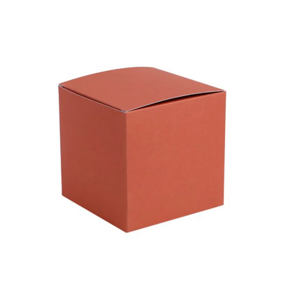 Burnt Sienna Orange Kraft Coloured Flat Pack Gift Candle Boxes 10x10x10 cm, Advent Calendar, Recycled and recyclable.
