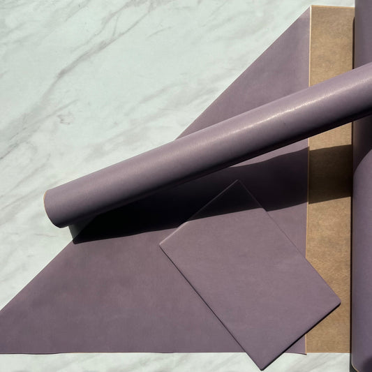 Wrapping Paper Purple Lilac Lined 50CM Wide Eco Friendly, 100% Recycled Kraft | Recyclable, Sustainable, Plastic Free Gift Wrap