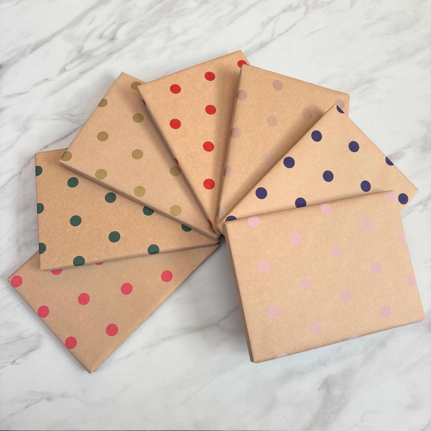 Wrapping Paper Polka Dot Spots (7 Colours) 50CM Wide Eco Friendly, 100% Recycled Kraft | Recyclable, Sustainable, Plastic Free Gift Wrap