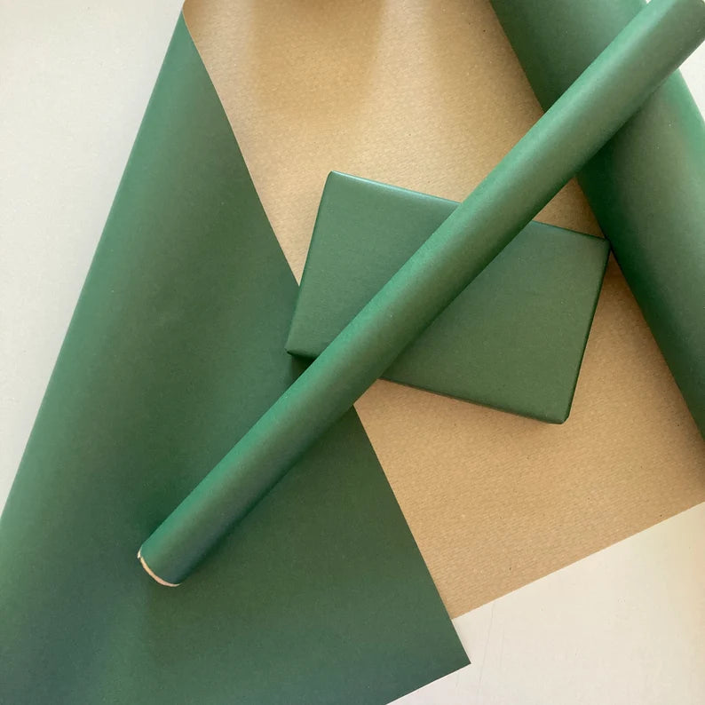 Wrapping Paper Dark Green 50CM Wide Eco Friendly, 100% Recycled Kraft | Recyclable, Sustainable, Plastic Free Gift Wrap