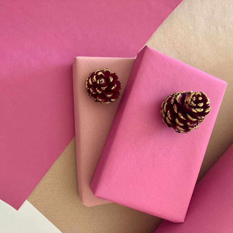 Hot Pink Eco Friendly Gift Wrapping Paper, 100% Recycled & Recyclable, Kraft Wrapping Paper, Birthday Wrapping Paper, Christmas Gift Wrap