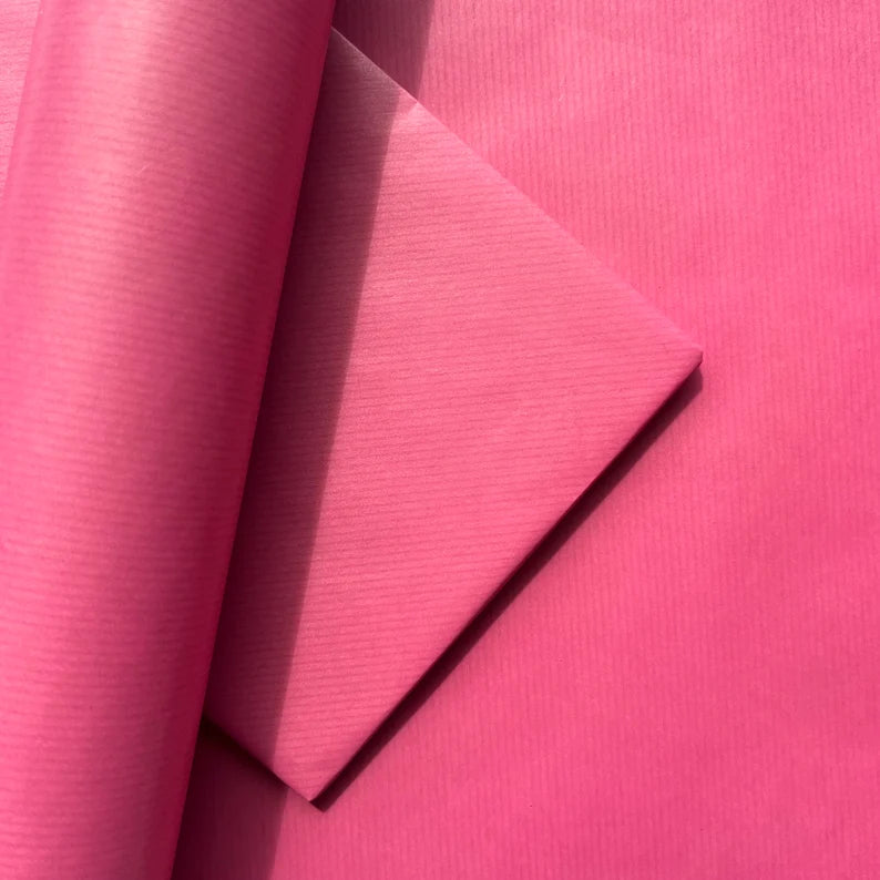 Cerise Pink Lined Eco Friendly Gift Wrapping Paper, 100% Recycled & Recyclable, Sustainable Kraft Wrapping Paper, Birthday Gift Wrap