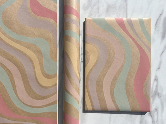 Wrapping Paper Candy Swirl 50CM Wide Eco Friendly, 100% Recycled Kraft | Recyclable, Sustainable, Plastic Free Gift Wrap