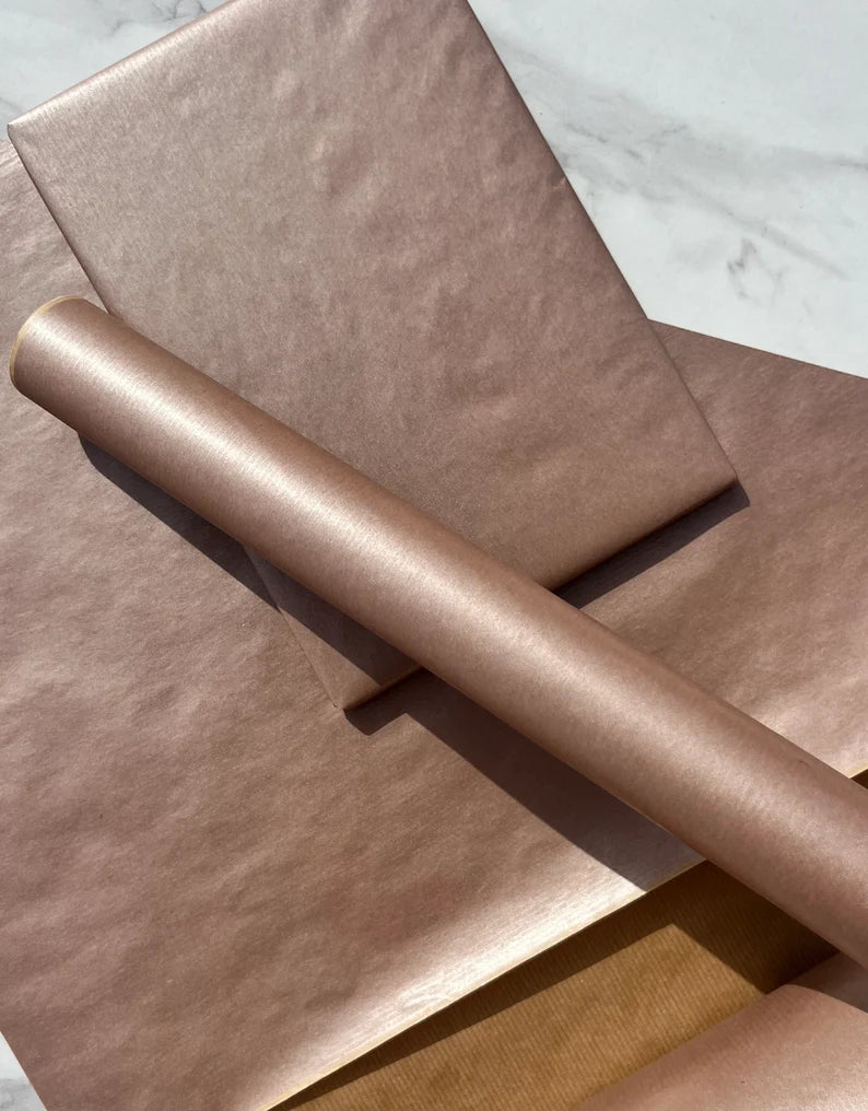 Metallic Rose Gold Eco Friendly Wrapping Paper 100% Recycled & Recyclable, Kraft Wrapping Paper, Birthday, Christmas Gift Wrap