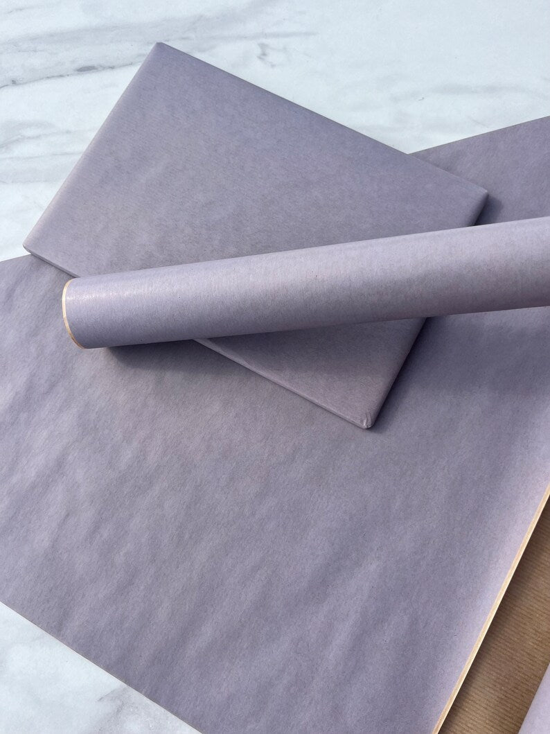 Wrapping Paper Pale lilac lined 50CM Wide Eco Friendly, 100% Recycled Kraft | Recyclable, Sustainable, Plastic Free Gift Wrap