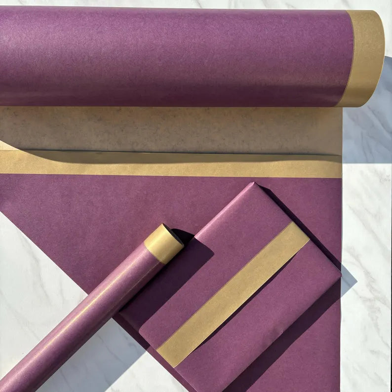 Forest Purple Christmas Eco Friendly Gift Wrapping Paper, 100% Recycled & Recyclable, Sustainable Kraft Wrapping Paper, Birthday Gift Wrap