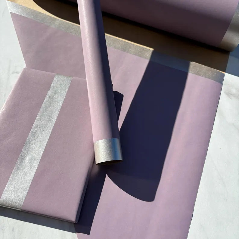 Pastel Purple Christmas Eco Friendly Gift Wrapping Paper, 100% Recycled & Recyclable, Sustainable Kraft Wrapping Paper, Birthday Gift Wrap