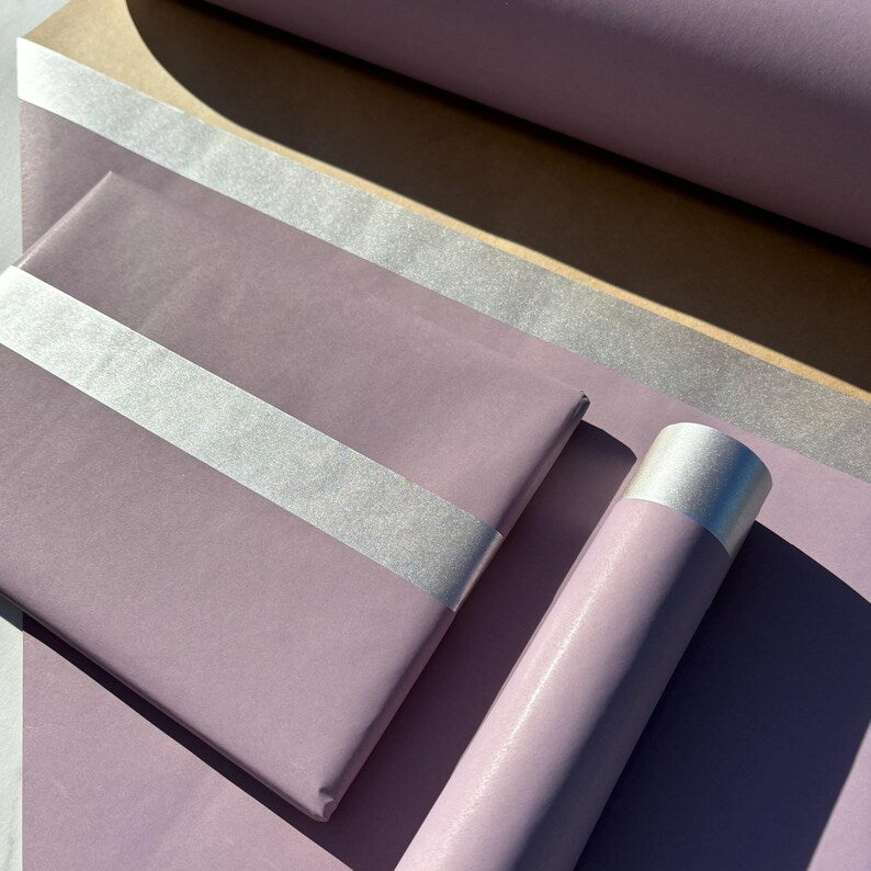 Pastel Purple Christmas Eco Friendly Gift Wrapping Paper, 100% Recycled & Recyclable, Sustainable Kraft Wrapping Paper, Birthday Gift Wrap