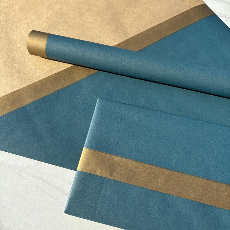 Forest Blue Christmas Eco Friendly Gift Wrapping Paper, 100% Recycled & Recyclable, Sustainable Kraft Wrapping Paper, Birthday Gift Wrap