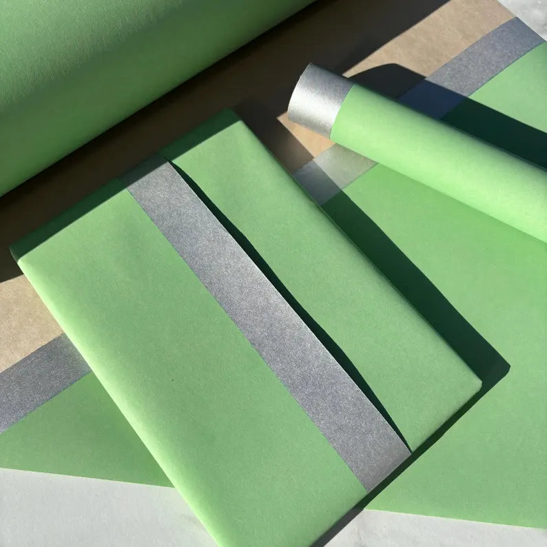 Pastel Green Christmas Eco Friendly Gift Wrapping Paper, 100% Recycled & Recyclable, Sustainable Kraft Wrapping Paper, Birthday Gift Wrap