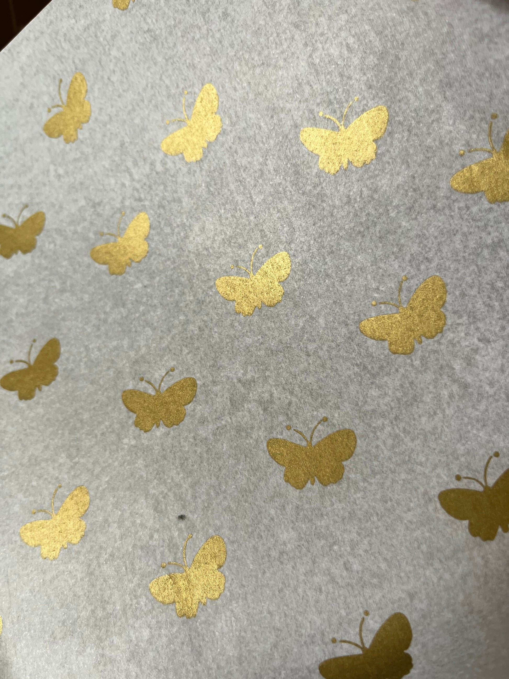 Tissue Paper Gold Butterfly White Luxury Thick 18GSM Sheets Eco Friendly Full Size 75cm x 50cm 1-10 Sheets Folded