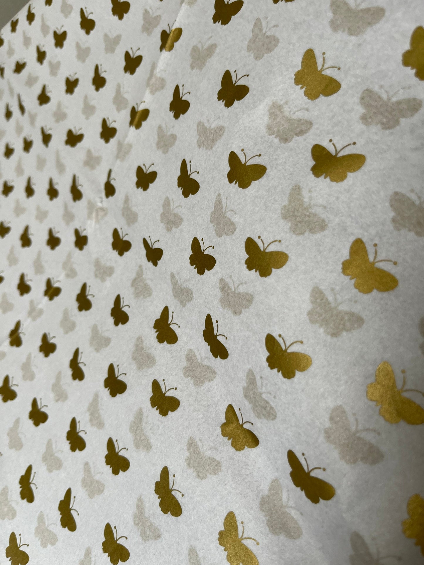 Tissue Paper Gold Butterfly White Luxury Thick 18GSM Sheets Eco Friendly Full Size 75cm x 50cm 1-10 Sheets Folded