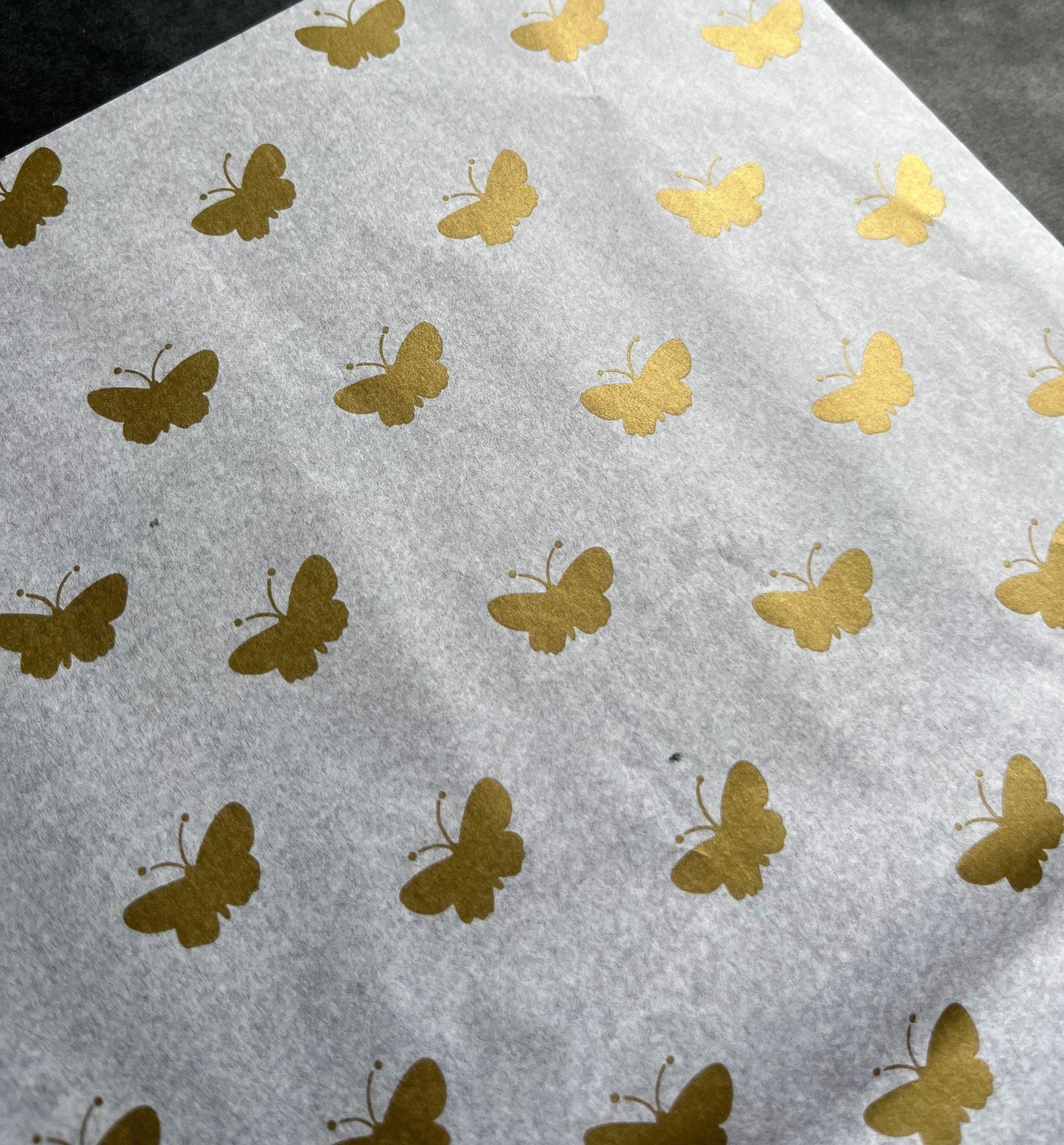 Tissue Paper Gold Butterfly White Luxury Thick 18GSM Sheets Eco Friendly Full Size 75cm x 50cm 1-10 Sheets Folded