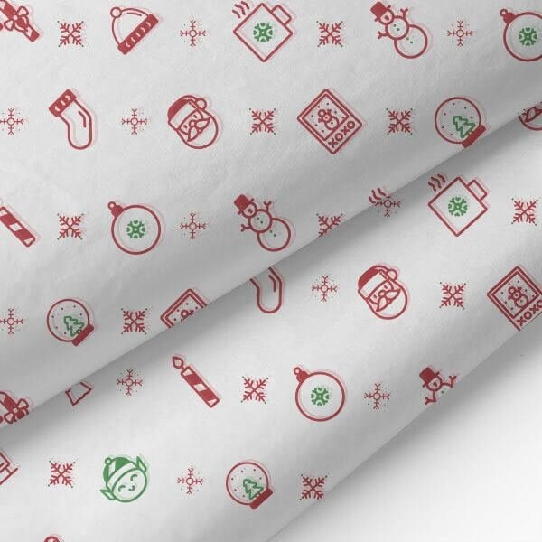 Tissue Paper Christmas Print Luxury Thick 18GSM Sheets Eco Friendly Full Size 75cm x 50cm 1-10 Sheets Folded