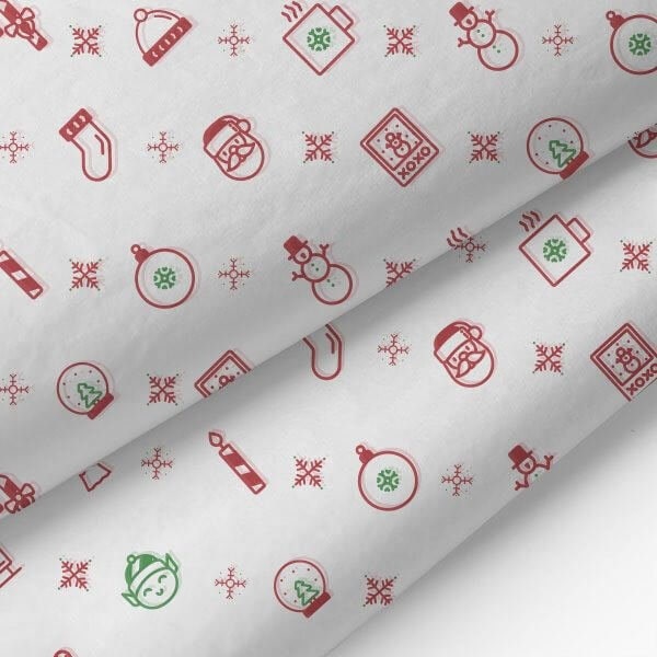 Tissue Paper Christmas Print Luxury Thick 18GSM Sheets Eco Friendly Full Size 75cm x 50cm 1-10 Sheets Folded