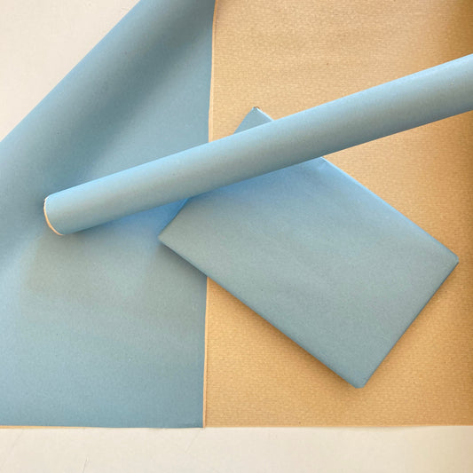 Wrapping Paper Baby Blue 50CM Wide Eco Friendly, 100% Recycled Kraft | Recyclable, Sustainable, Plastic Free Gift Wrap