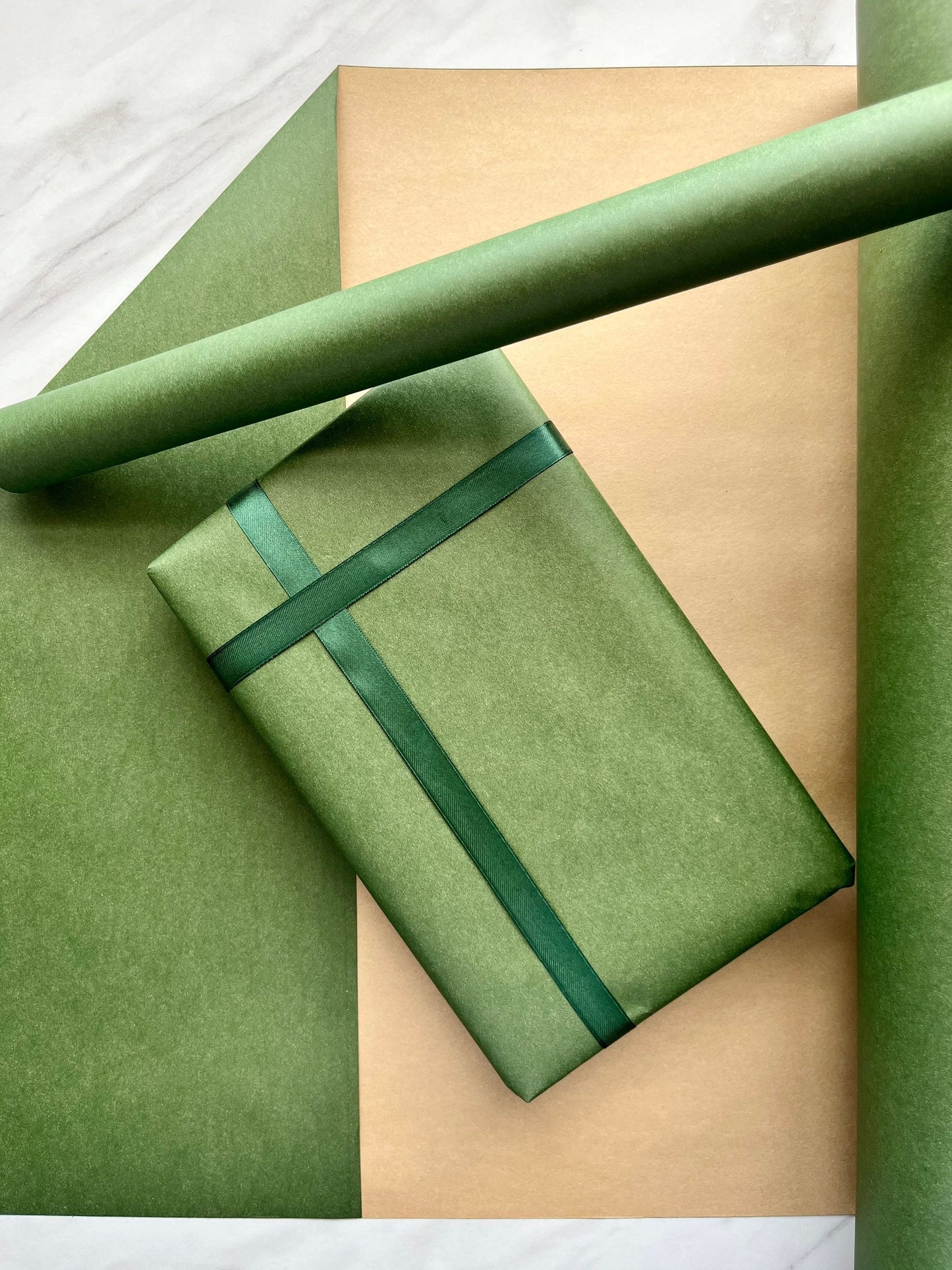 Wrapping Paper Matt Green – 50cm Wide, Eco-Friendly, 100% Recycled Kraft, Plastic-Free & Sustainable Gift Wrap
