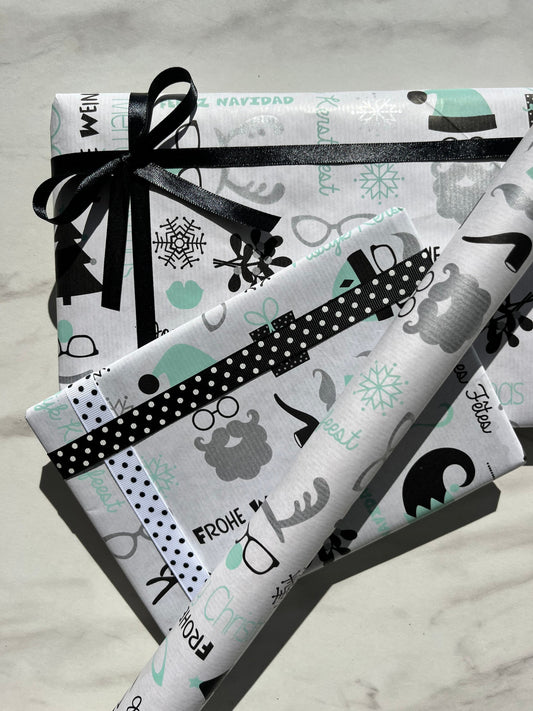Christmas Wrapping Paper  Languages 50CM Wide Eco Friendly, 100% Recycled Kraft | Recyclable, Sustainable, Plastic Free Gift Wrap