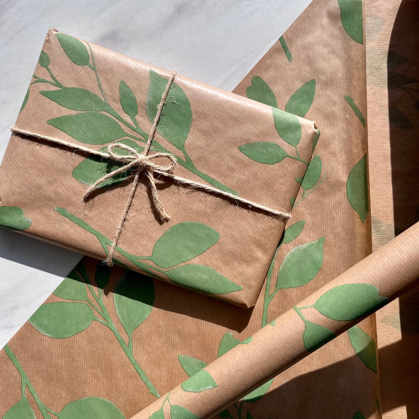 Wrapping Paper Foliage Leaves 50CM Wide Eco Friendly, 100% Recycled Kraft | Recyclable, Sustainable, Plastic Free Gift Wrap
