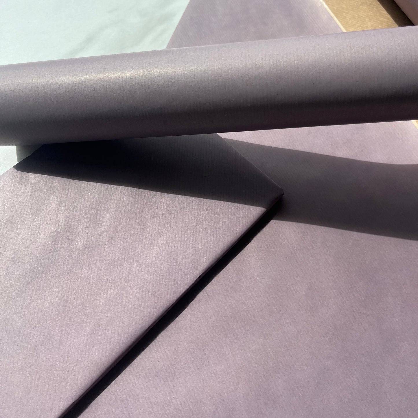 Wrapping Paper Purple Lilac Lined 50CM Wide Eco Friendly, 100% Recycled Kraft | Recyclable, Sustainable, Plastic Free Gift Wrap