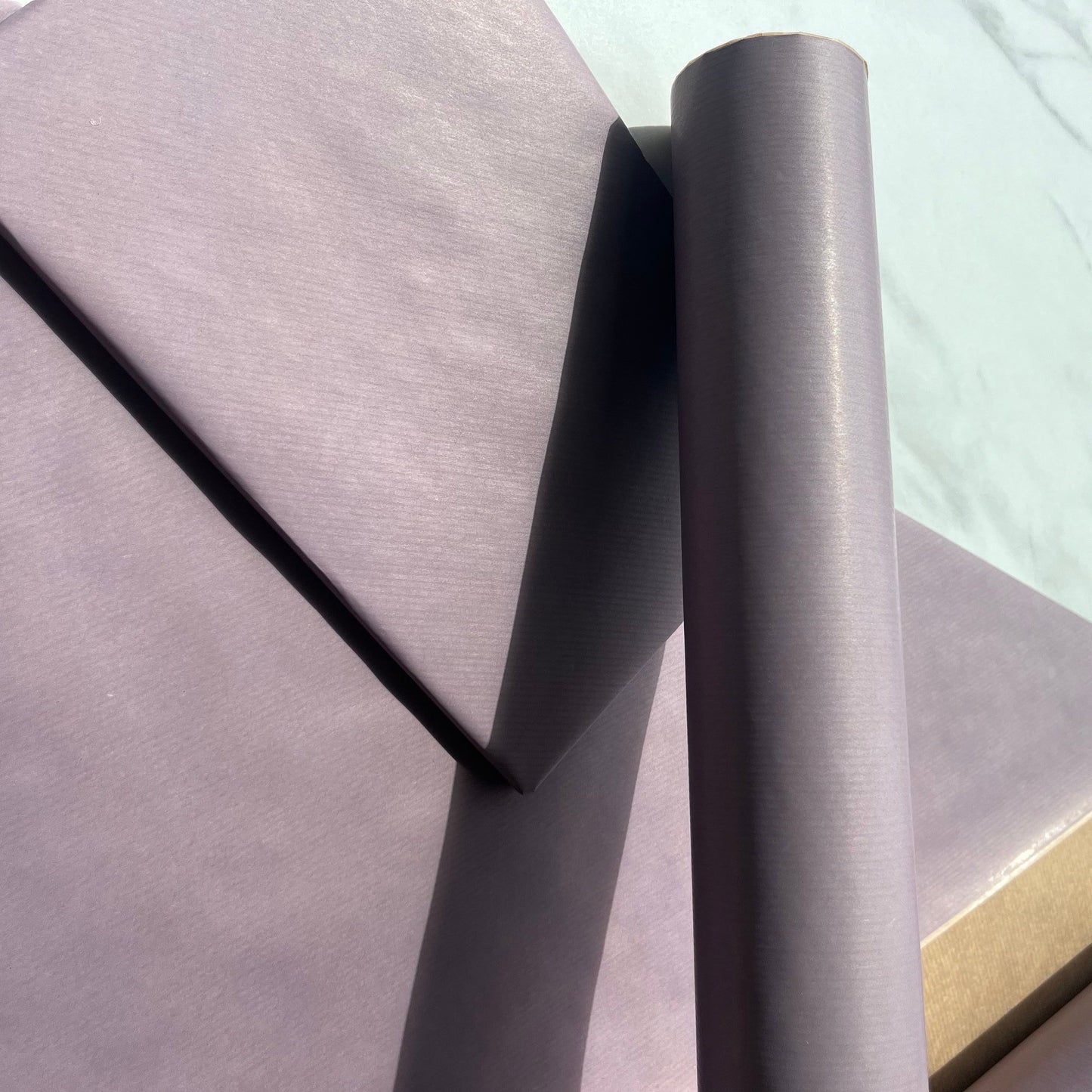 Wrapping Paper Purple Lilac Lined 50CM Wide Eco Friendly, 100% Recycled Kraft | Recyclable, Sustainable, Plastic Free Gift Wrap