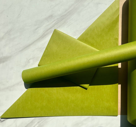 Wrapping Paper Matt Lime Green 50CM Wide Eco Friendly, 100% Recycled Kraft | Recyclable, Sustainable, Plastic Free Gift Wrap