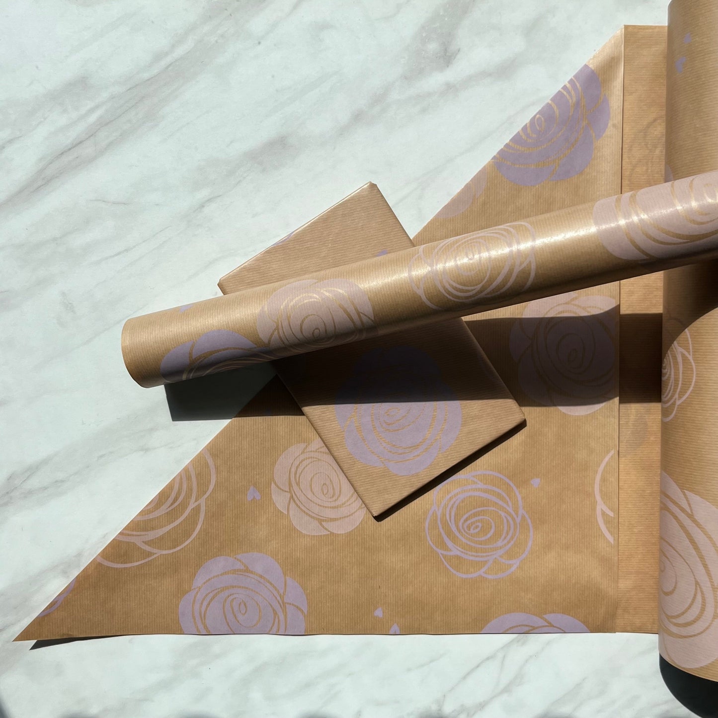Wrapping Paper Purple Lilac Rose 50CM Wide Eco Friendly, 100% Recycled Kraft | Recyclable, Sustainable, Plastic Free Gift Wrap