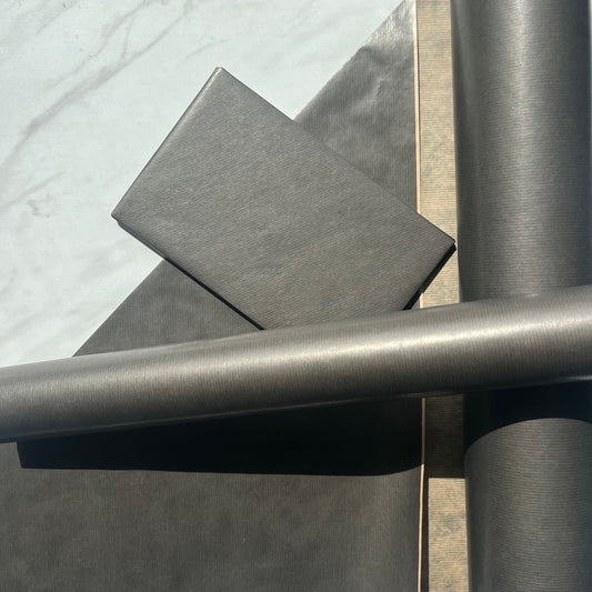 Wrapping Paper Black Lined 50CM Wide Eco Friendly, 100% Recycled Kraft | Recyclable, Sustainable, Plastic Free Gift Wrap