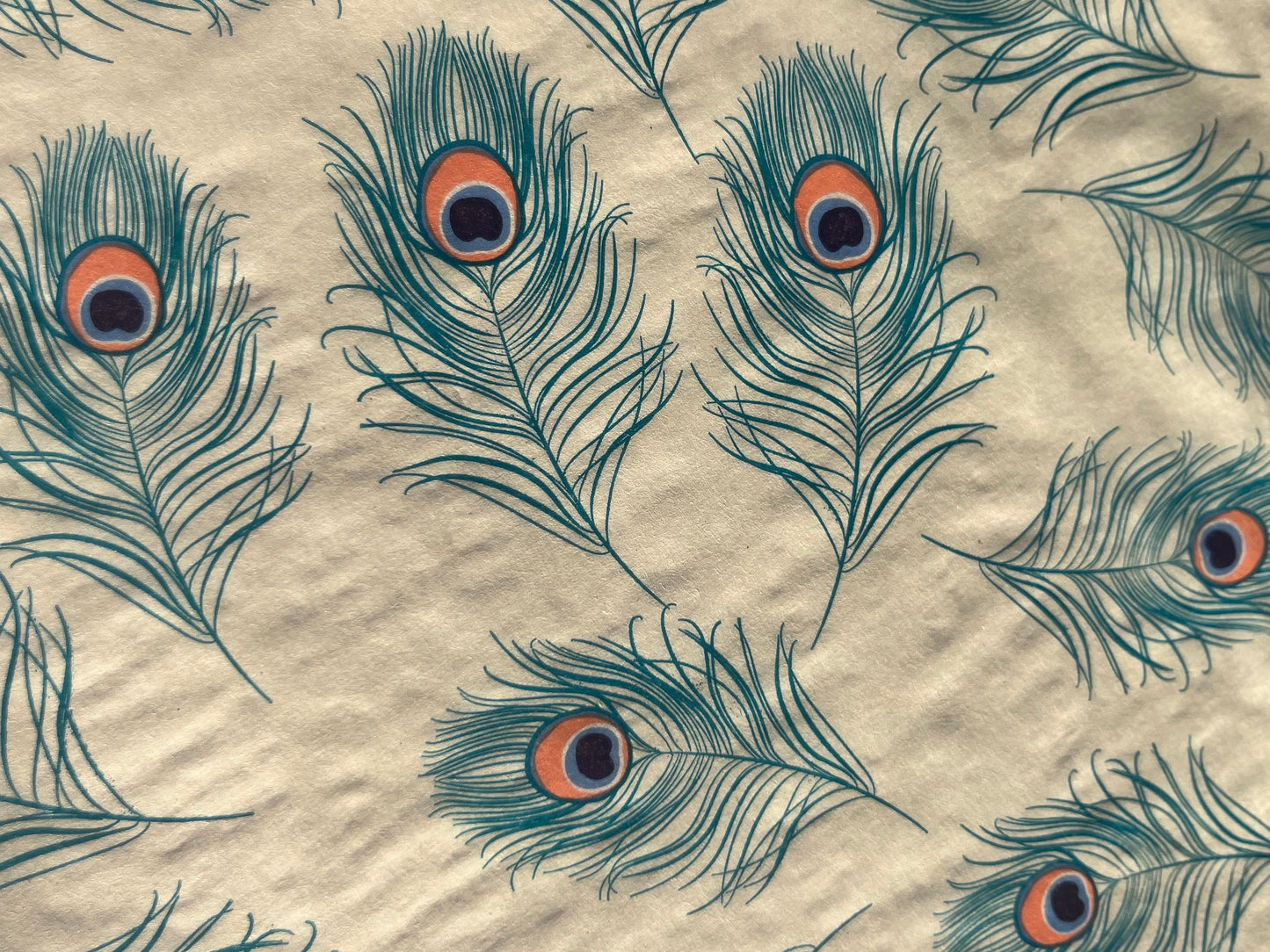 Tissue Paper Peacock Feathers Print Luxury Thick 18GSM Sheets Eco Friendly Full Size 75cm x 50cm 1-10 Sheets Folded