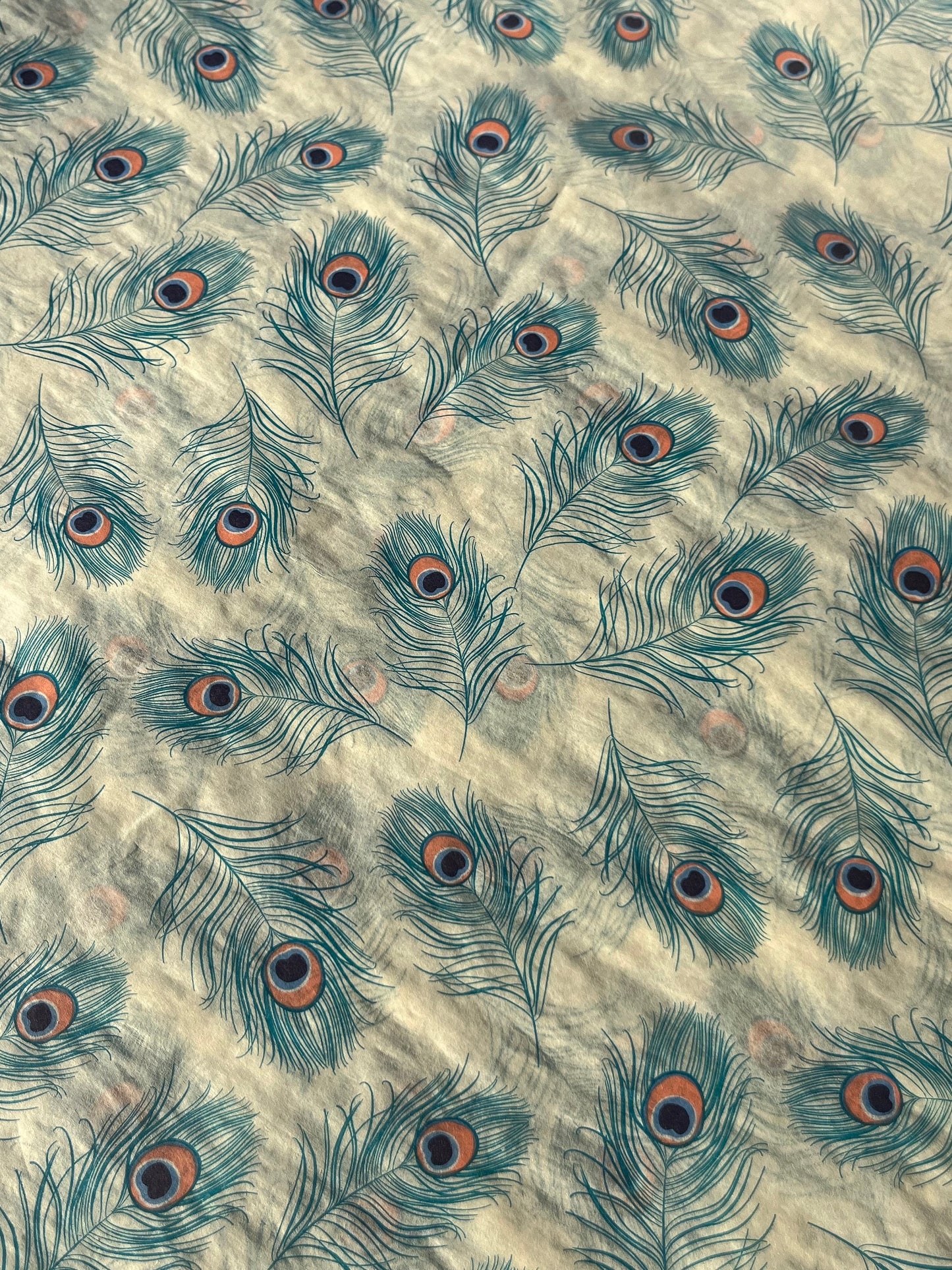 Tissue Paper Peacock Feathers Print Luxury Thick 18GSM Sheets Eco Friendly Full Size 75cm x 50cm 1-10 Sheets Folded