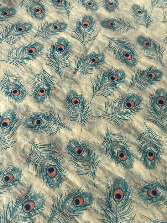 Tissue Paper Peacock Feathers Print Luxury Thick 18GSM Sheets Eco Friendly Full Size 75cm x 50cm 1-10 Sheets Folded