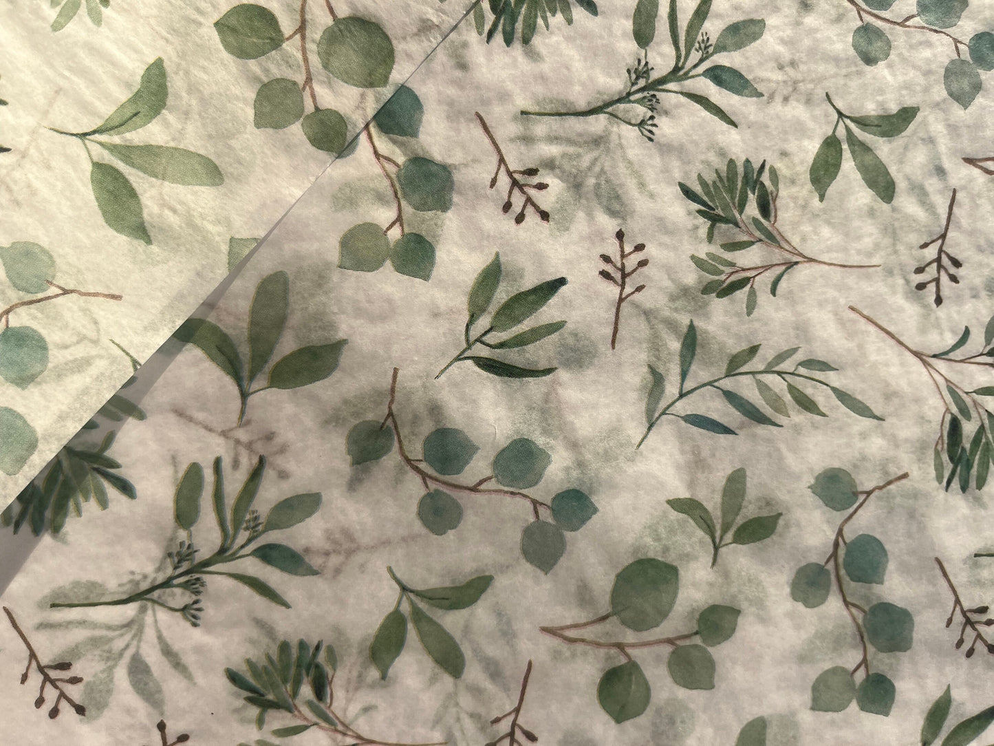 Tissue Paper Eucalyptus Botanical Print Luxury Thick 18GSM Sheets Eco Friendly Full Size 75cm x 50cm 1-10 Sheets Folded