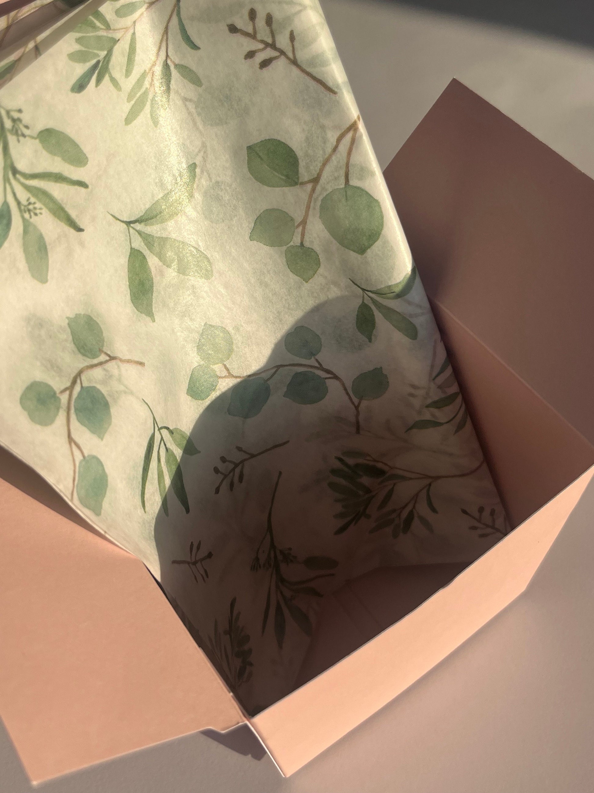 Tissue Paper Eucalyptus Botanical Print Luxury Thick 18GSM Sheets Eco Friendly Full Size 75cm x 50cm 1-10 Sheets Folded
