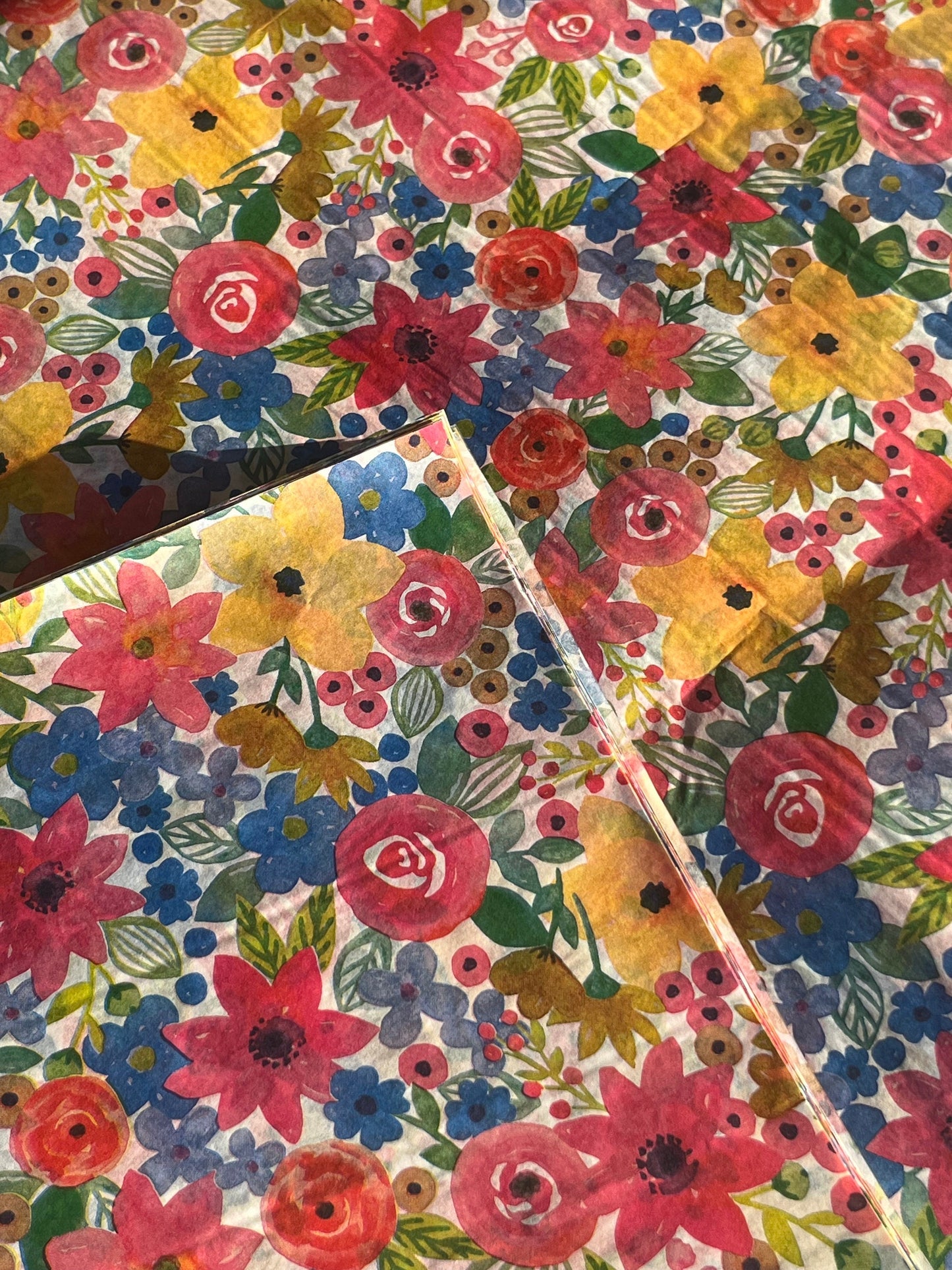 Tissue Paper Bright Floral Print Luxury Thick 18GSM Sheets Eco Friendly Full Size 75cm x 50cm 1-10 Sheets Folded
