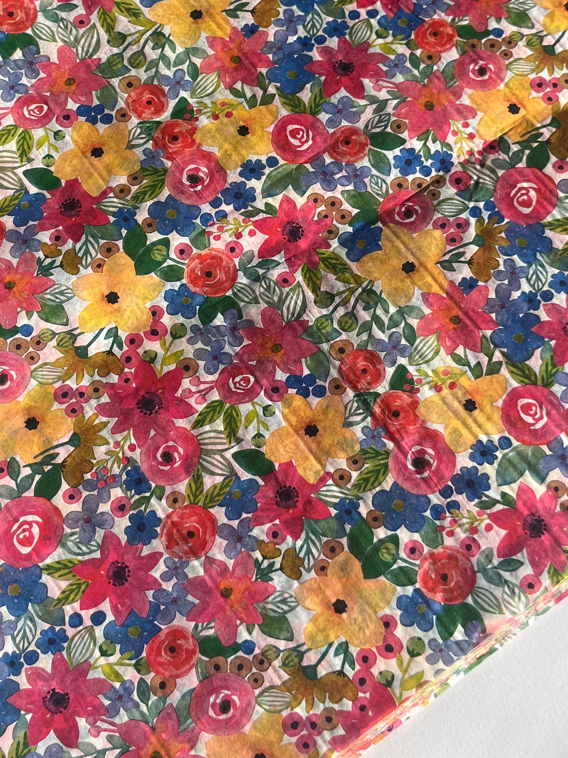 Tissue Paper Bright Floral Print Luxury Thick 18GSM Sheets Eco Friendly Full Size 75cm x 50cm 1-10 Sheets Folded