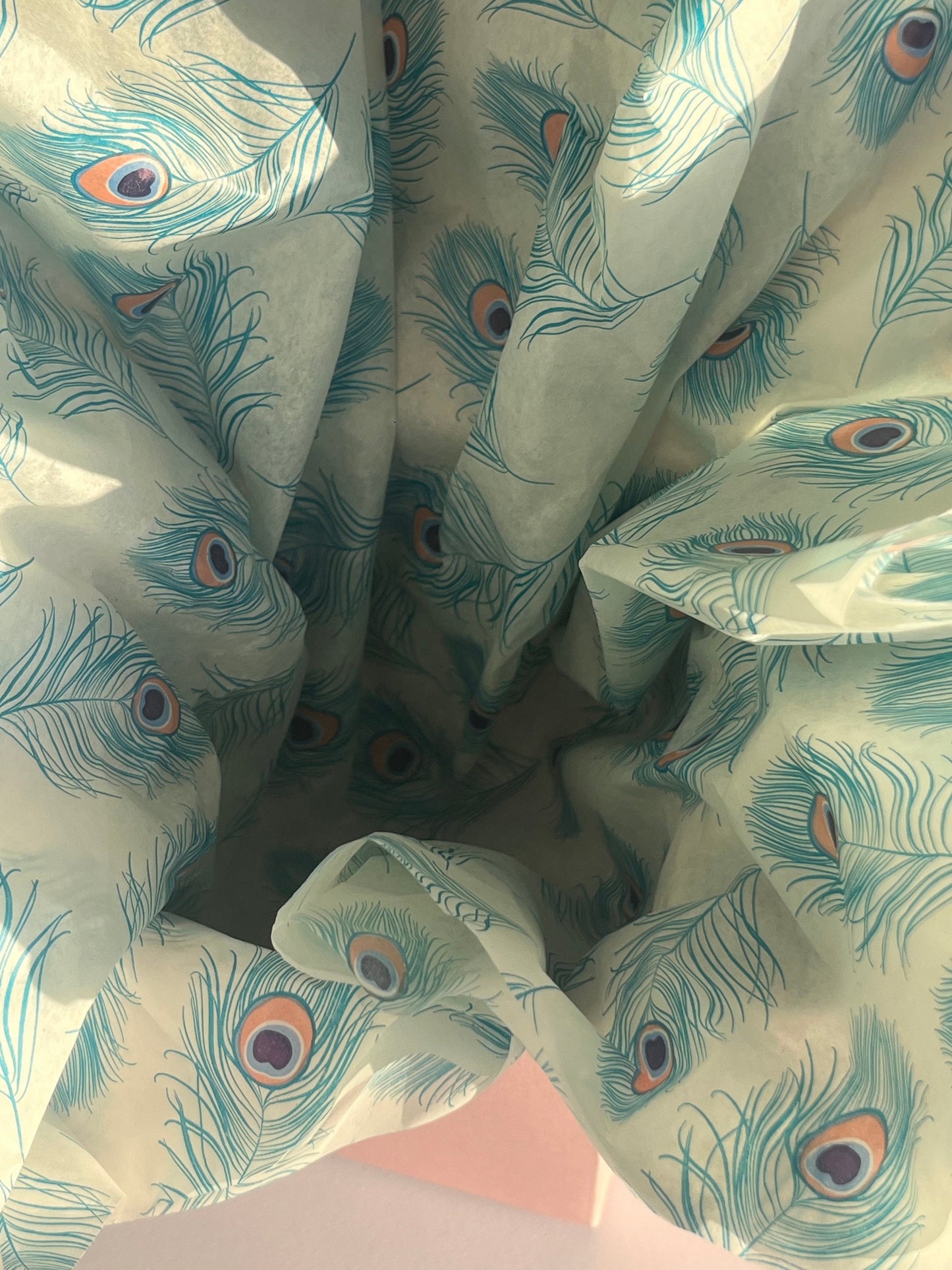 Tissue Paper Peacock Feathers Print Luxury Thick 18GSM Sheets Eco Friendly Full Size 75cm x 50cm 1-10 Sheets Folded