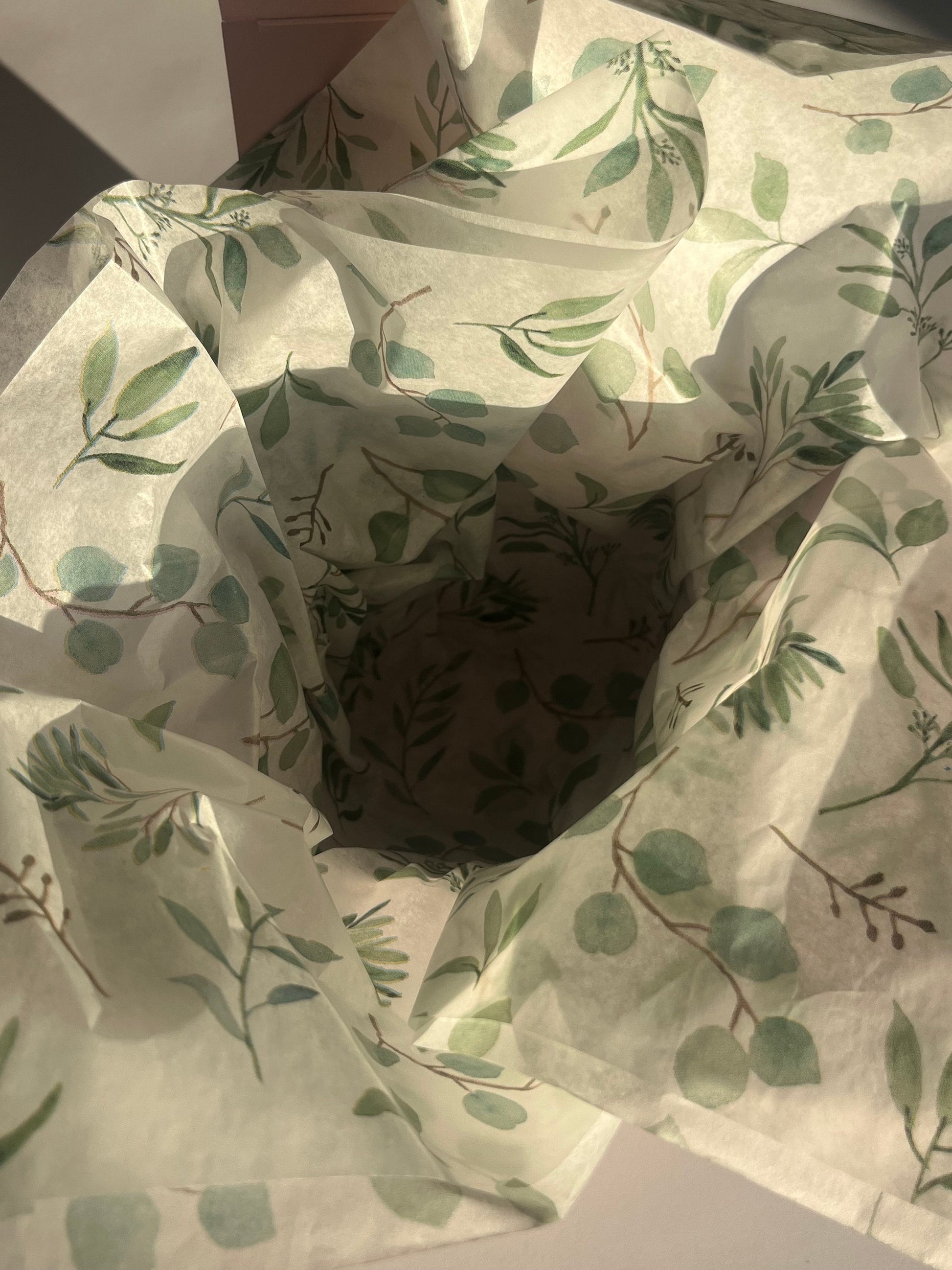 Tissue Paper Eucalyptus Botanical Print Luxury Thick 18GSM Sheets Eco Friendly Full Size 75cm x 50cm 1-10 Sheets Folded