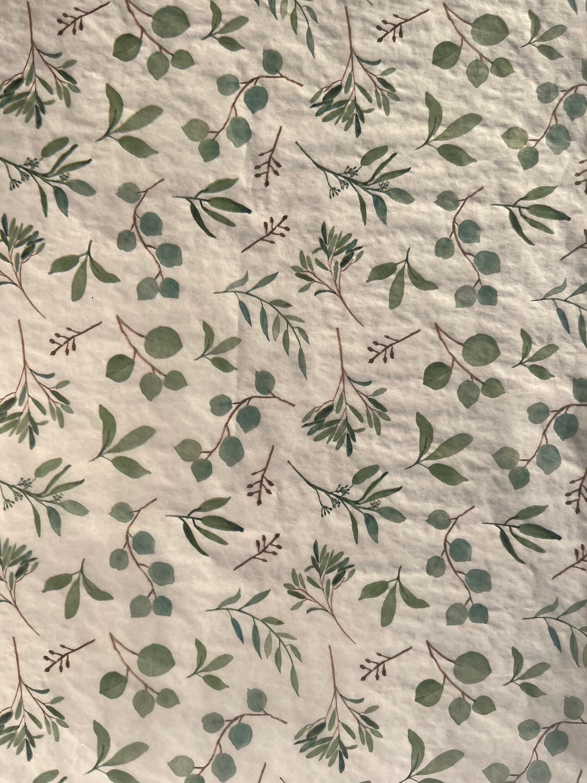 Tissue Paper Eucalyptus Botanical Print Luxury Thick 18GSM Sheets Eco Friendly Full Size 75cm x 50cm 1-10 Sheets Folded