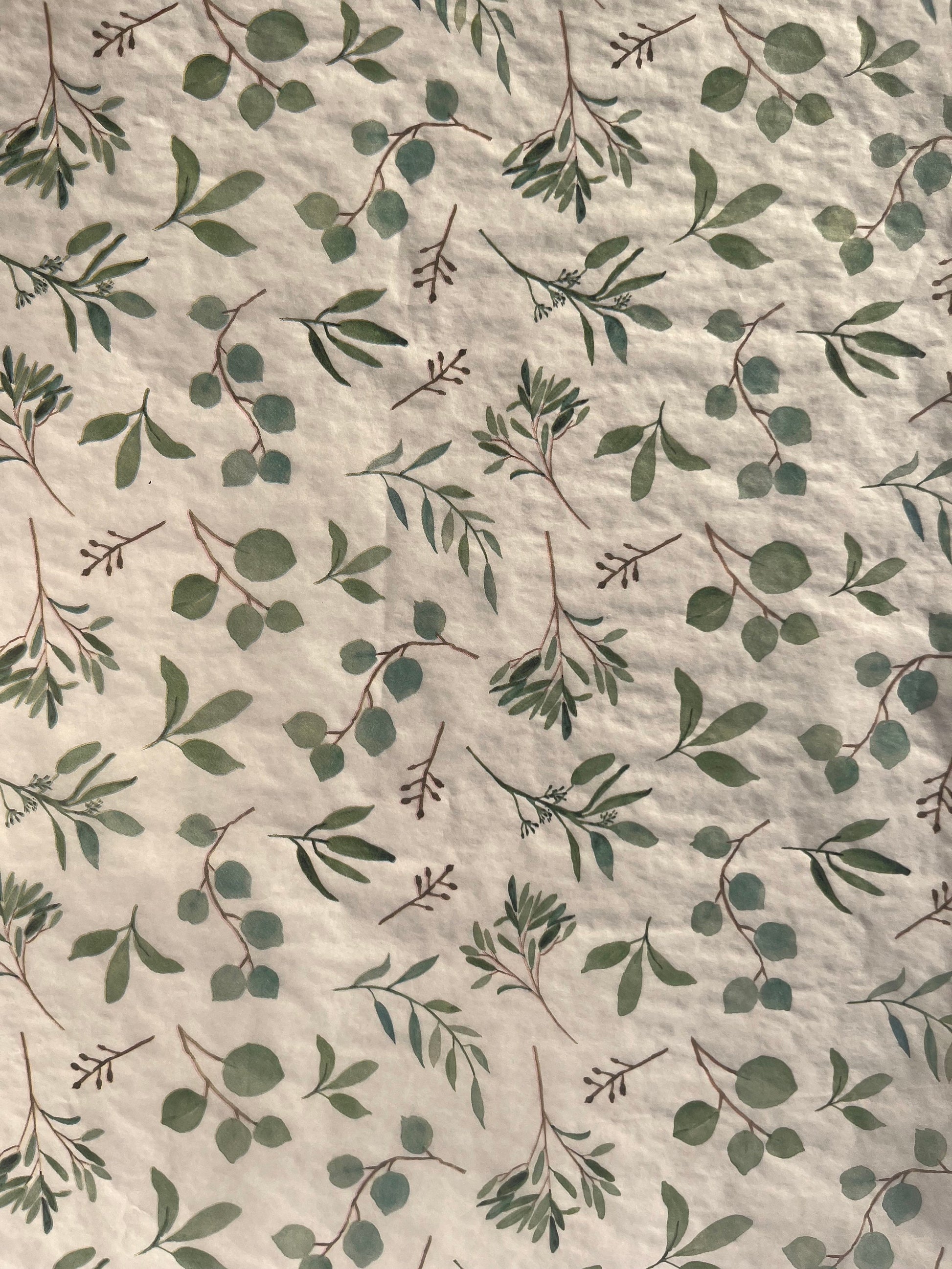 Tissue Paper Eucalyptus Botanical Print Luxury Thick 18GSM Sheets Eco Friendly Full Size 75cm x 50cm 1-10 Sheets Folded