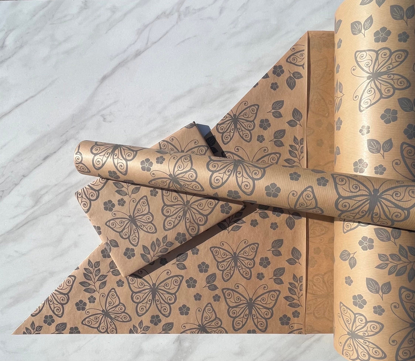 Wrapping Paper Evie Grey 50CM Wide Eco Friendly, 100% Recycled Kraft | Recyclable, Sustainable, Plastic Free Gift Wrap