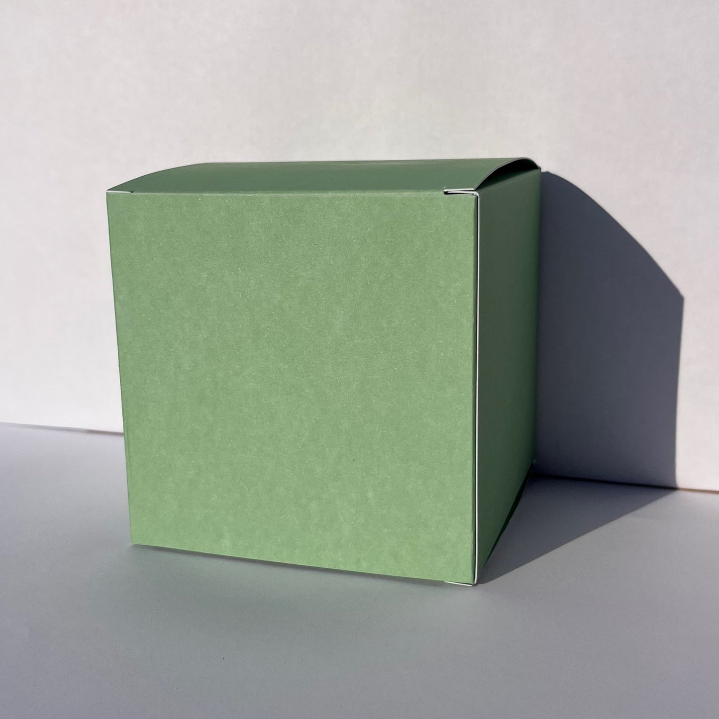 Smokey Green Sage Pistachio Kraft Coloured Flat Pack Gift Candle Boxes 10x10x10 cm, Advent Calendar, Recycled and recyclable.