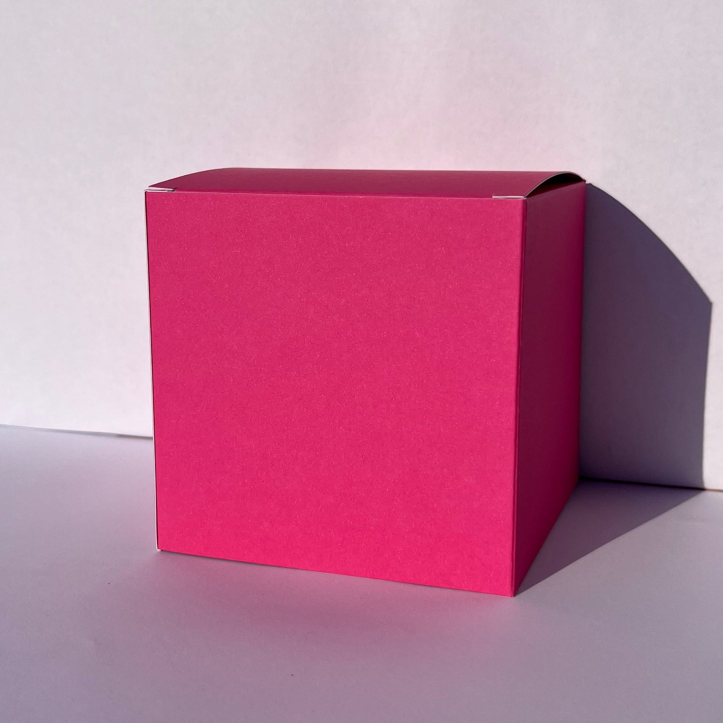 Magenta Florescent Hot Pink Kraft Coloured Flat Pack Gift Candle Boxes 10x10x10 cm, Advent Calendar, Recycled and recyclable.