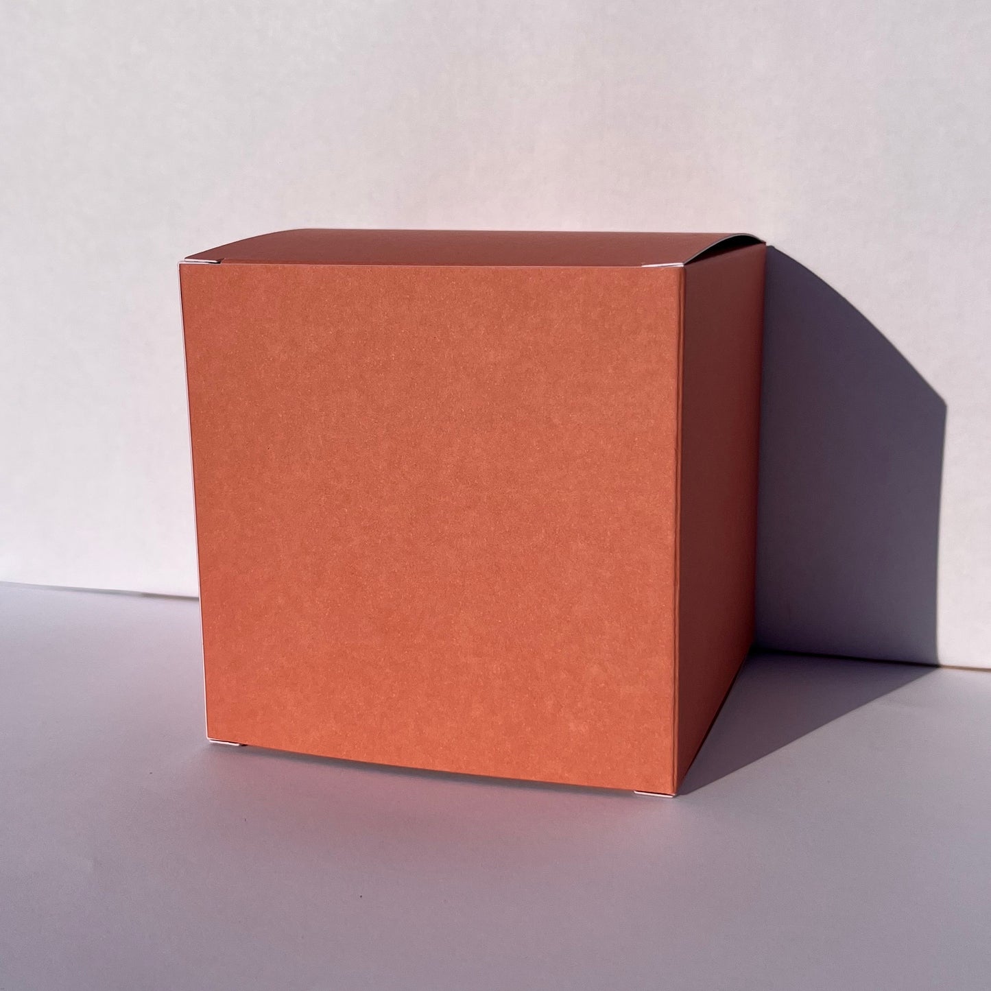 Burnt Sienna Orange Kraft Coloured Flat Pack Gift Candle Boxes 10x10x10 cm, Advent Calendar, Recycled and recyclable.