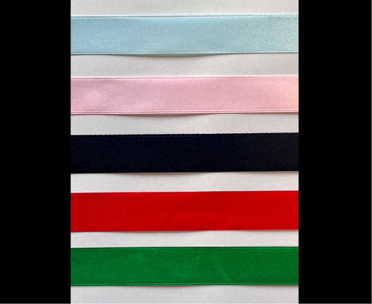 Baby Pink, Baby Blue, Black, Red or Green Satin Ribbon Roll 15 Metres Long 2 Centimetres Wide.