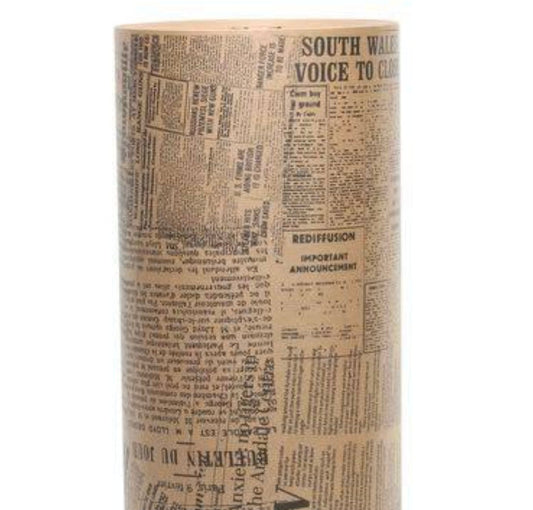 Wrapping Paper Black Brown Newsprint 50CM Wide Eco Friendly, 100% Recycled Kraft | Recyclable, Sustainable, Plastic Free Gift Wrap