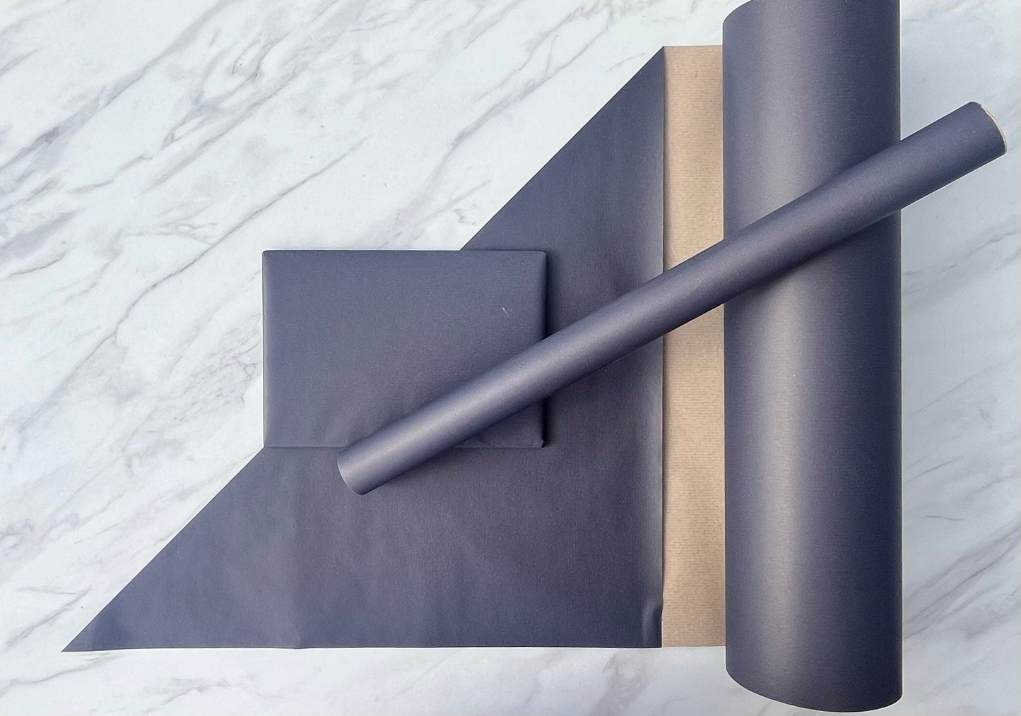 Wrapping Paper Navy Blue 50CM Wide Eco Friendly, 100% Recycled Kraft | Recyclable, Sustainable, Plastic Free Gift Wrap